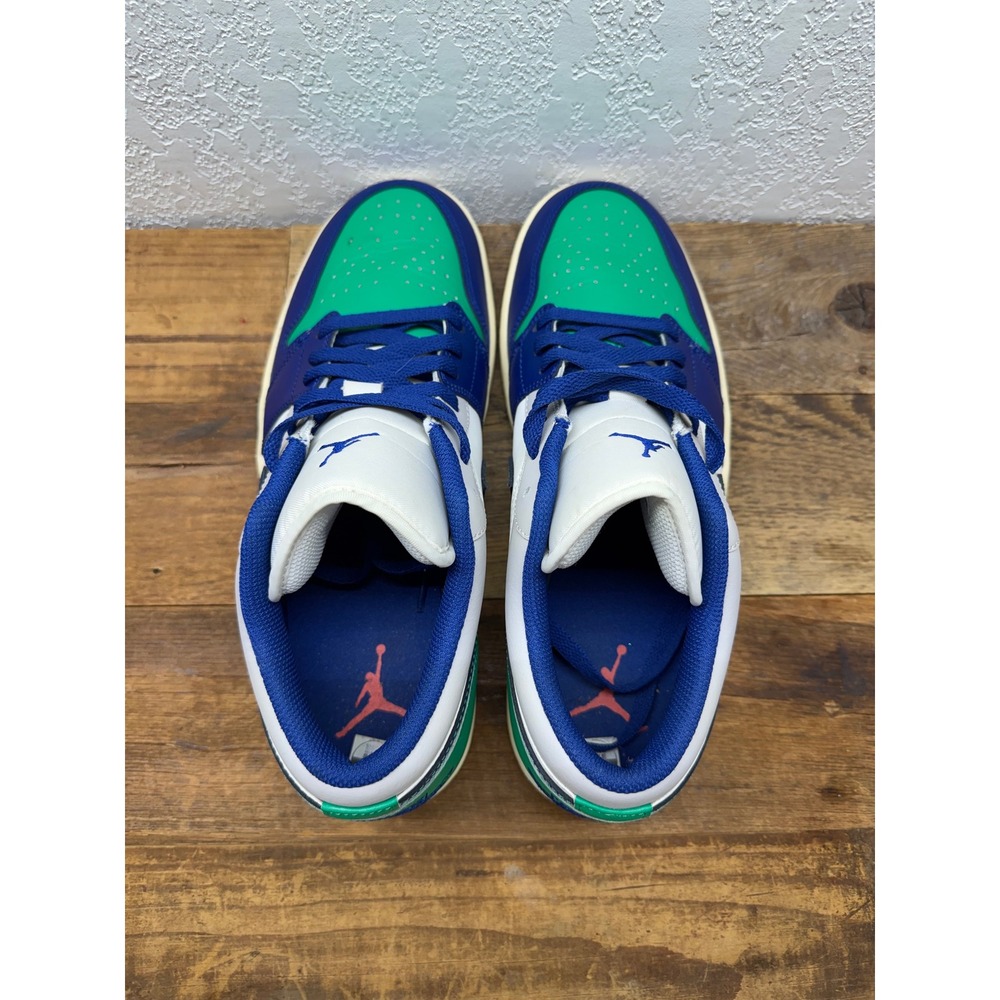 Air Jordan 1 Low Lucky Green Deep Royal Blue White Sneakers DQ8422-301 - Picture 5 of 8